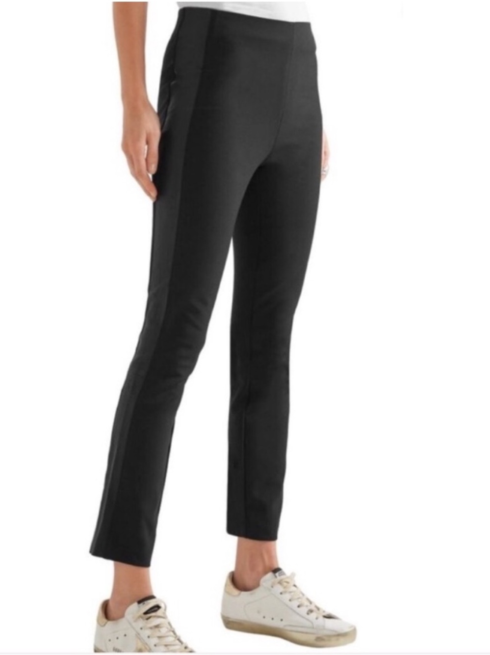 Rag and Bone || Dani Slim Leg Lamb Leather Tuxedo Stripe Pants Black 4
